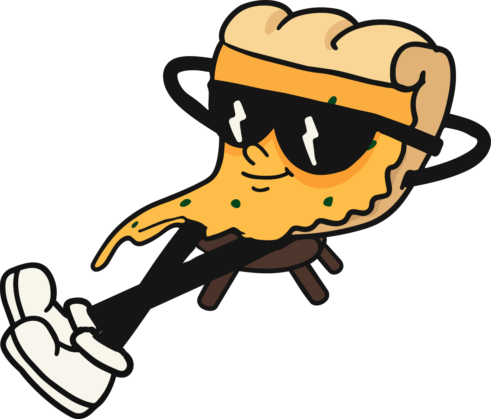 Personagem de pizza andando de skate